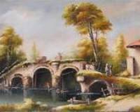 Мост через реку к мельнице