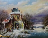 Голландский пейзаж, зима, мороз