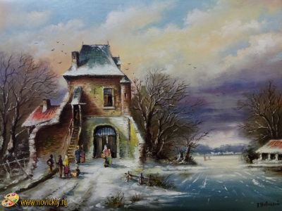 Голландский пейзаж, зима, мороз