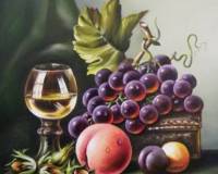 Натюрморт с персиком и виноградом