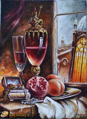 Фрукты, вино и драгоценности